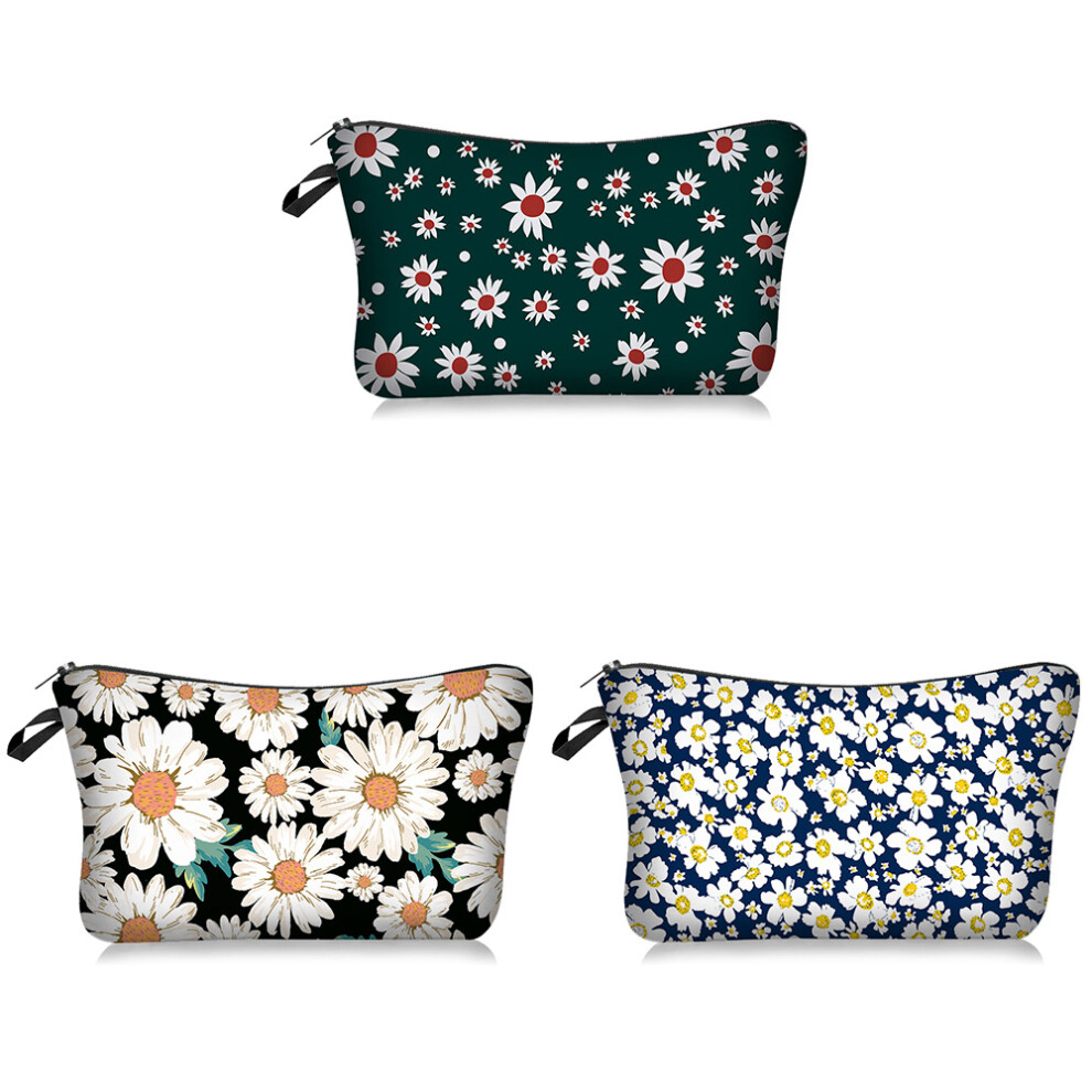 Lifeasy 3Pcs Makeup Bag, Cosmetic Travel Bags For Brushes, Toiletries, For Women, Girls (Daisy Pattern)