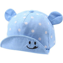 Gorro de algod?n con lunares azules para beb? de 12 a 24 meses para ni?a y ni?o, gorro ajustable para el sol, primavera, verano y oto?o