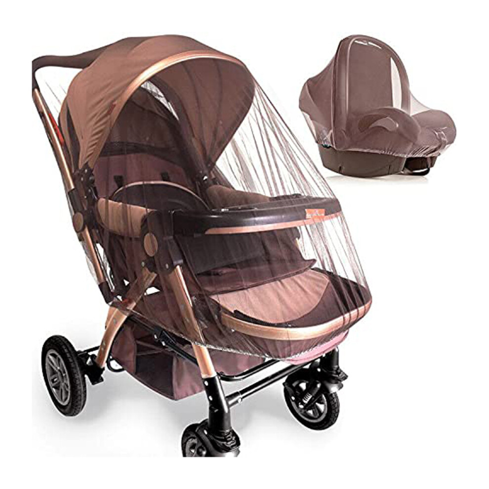 Lifeasy Baby Mosquito Net -Brown, Anti-Insect Net For Car Seat (Ex. Bebe Confort, Cybex), Elastic Border, Opening For Transport