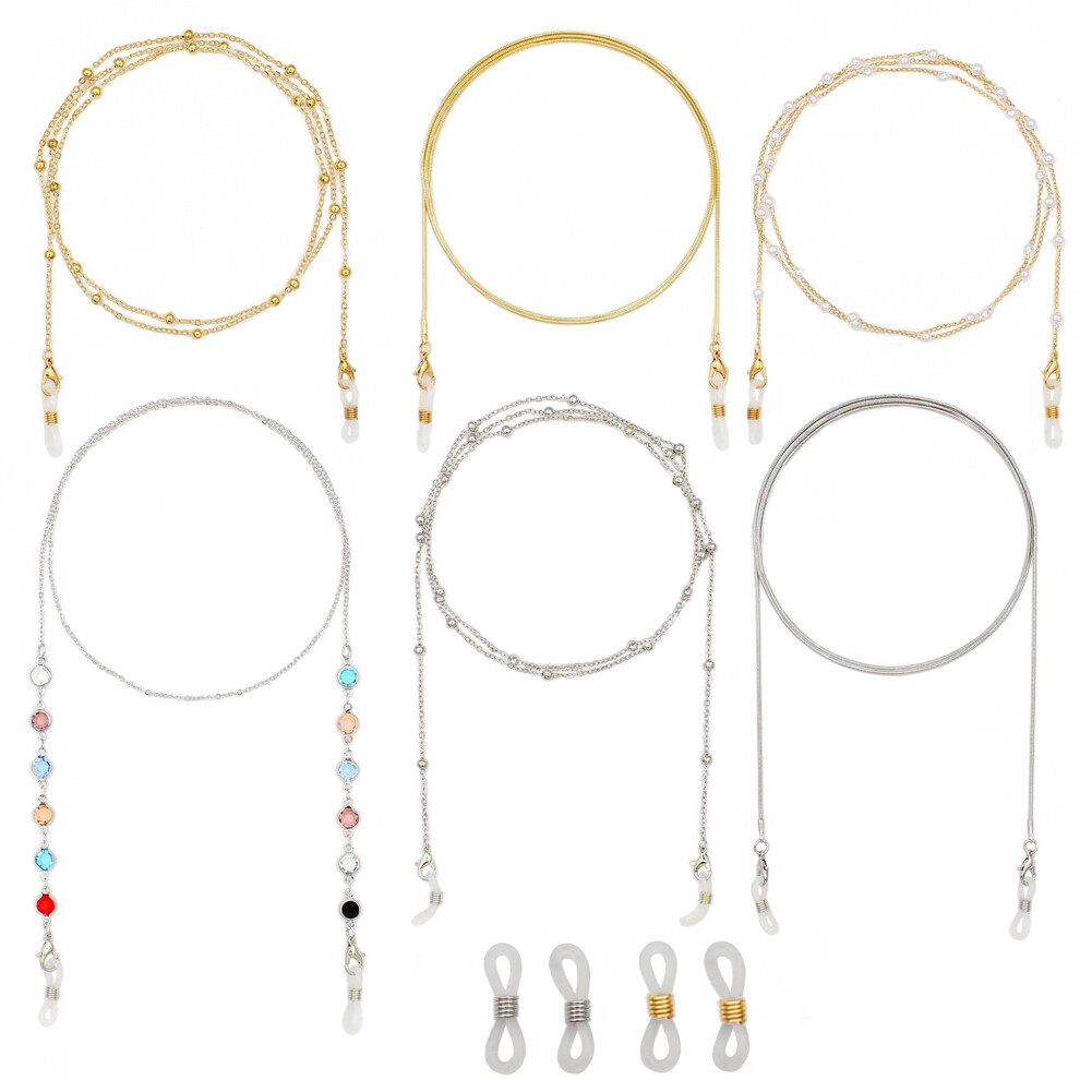 Lifeasy 6 Pieces Glasses Chains Stylish Glasses Retainer Beads Glasses Strap Holder