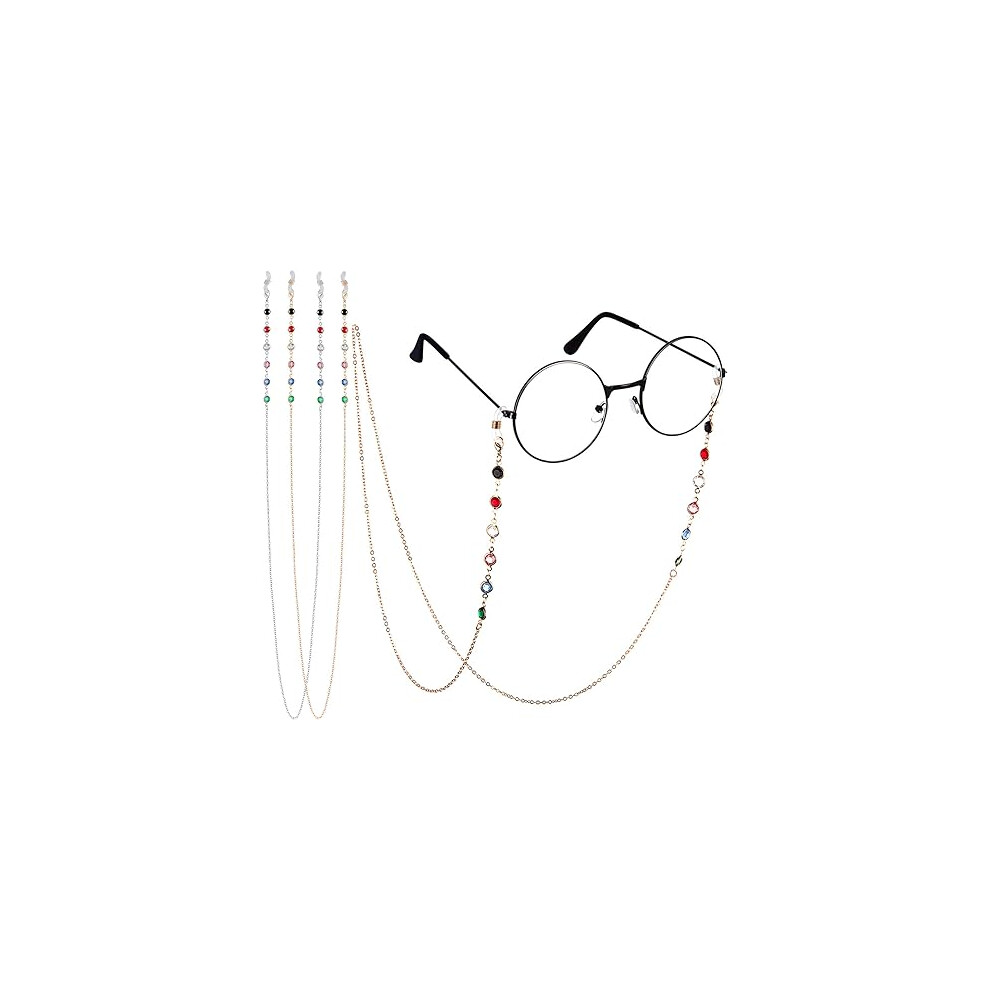 Lifeasy Gold/Silver Set Of 2 + Beaded Sunglasses Chains With Reading Chain, Glasses Holder And Fixing Cord