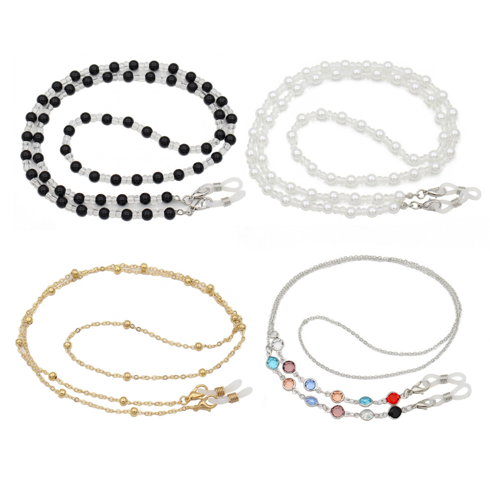 Lifeasy 4 Pieces Glasses Chains Sunglasses Lanyard With Pearl Stylish Glasses Retainer Chains