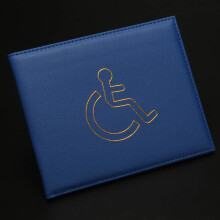 Porta credencial y temporizador para discapacitados de color azul, porta credencial de cuero sint?tico, protector de porta credencial, protector de po