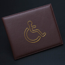 Porta credencial y temporizador para discapacitados de color marr?n, porta credencial de cuero sint?tico, protector de porta credencial, protector de