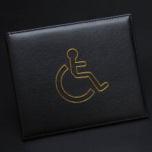 Porta credencial y temporizador para discapacitados de color negro, porta credencial de cuero sint?tico, protector de porta credencial, protector de p