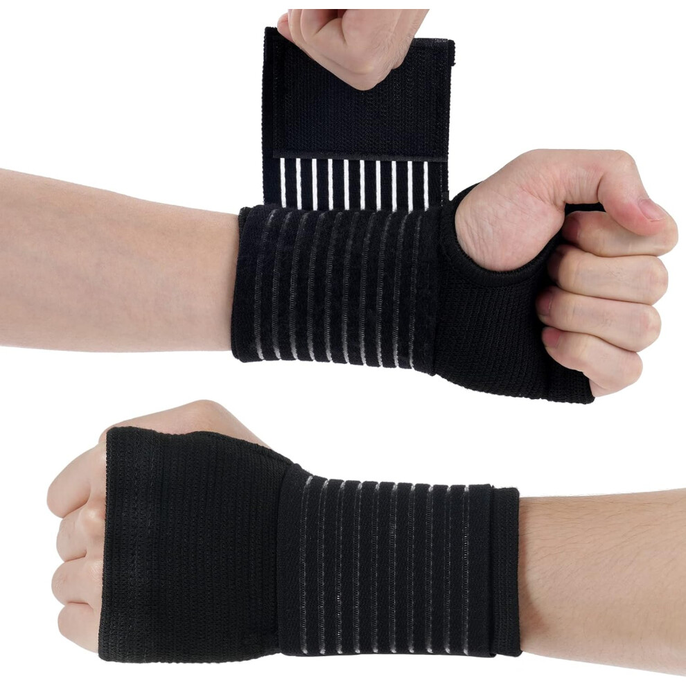 Lifeasy Black Breathable Wrist Brace (Black), 1 Pair Advanced Wrist Brace, Wrist Brace For Arthritis, Tendinitis, Carpal Tunnel And Sprain, Women And Men