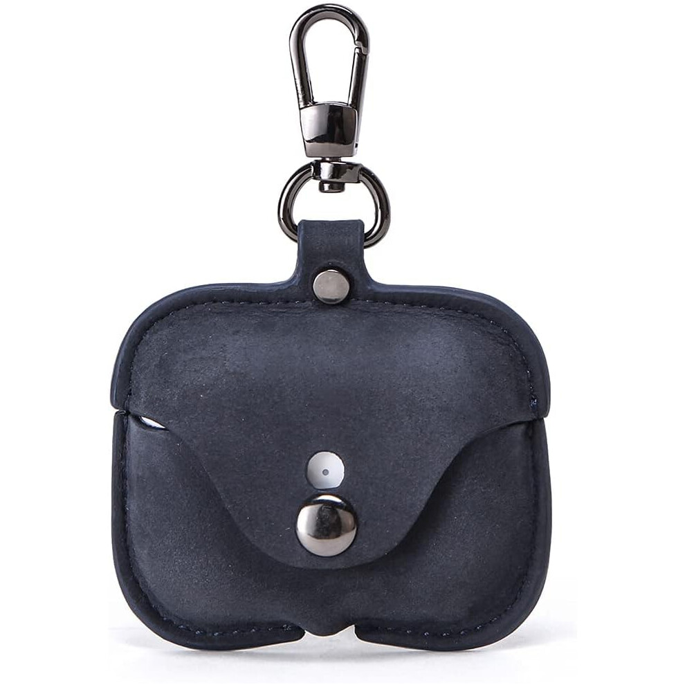 Earphone Case- Genuine Leather Compatible With Airpods Pro, Durable Soft Leather Earphone Travel Case With Keychain Blue 9469042671677
