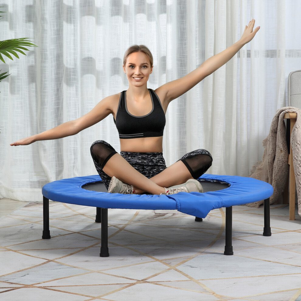 HOMCOM Dia. 96cm Fitness Trampoline Exercise, Max Load 100 KG, Blue Black