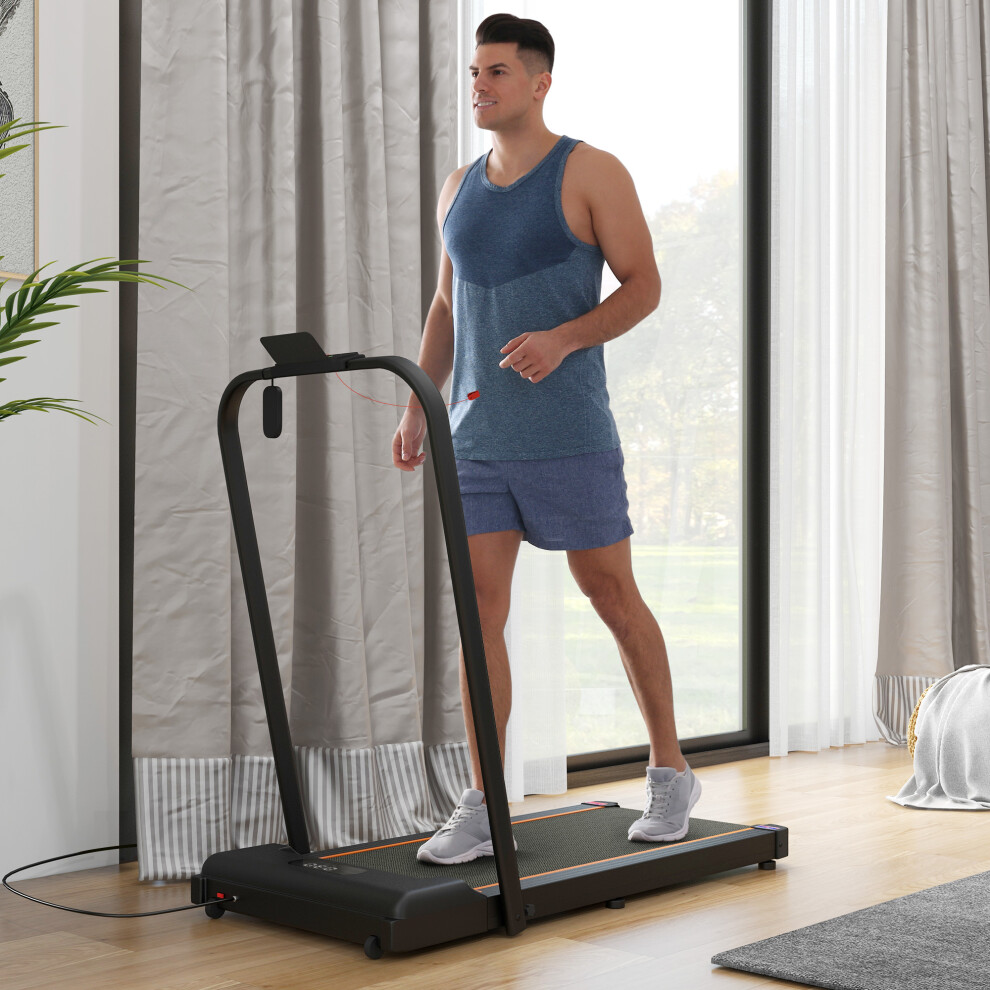 SPORTNOW 2.5HP Folding Treadmill Walking Pad w/ LED Display, No Assembly Orange
