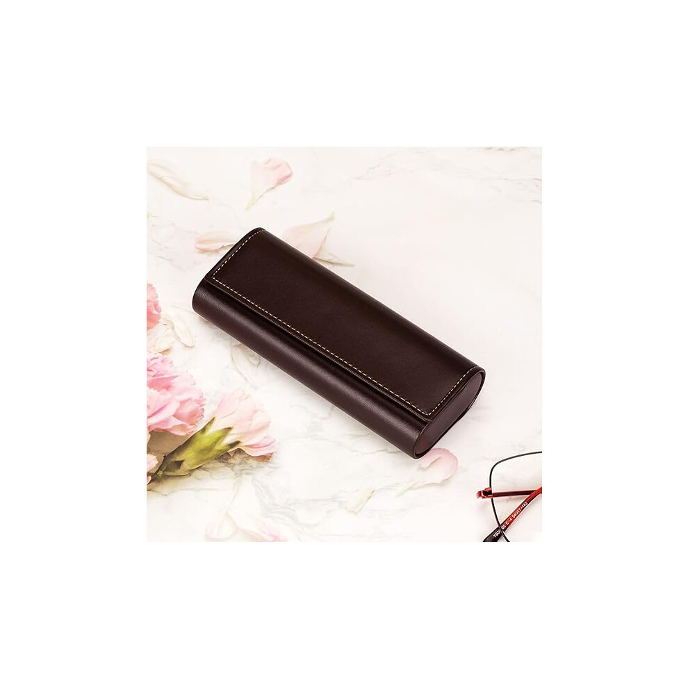 Lifeasy Brown Hard Shell Eyeglasses Case Lightweight Portable Case For Women,Menï¼Brownï¼