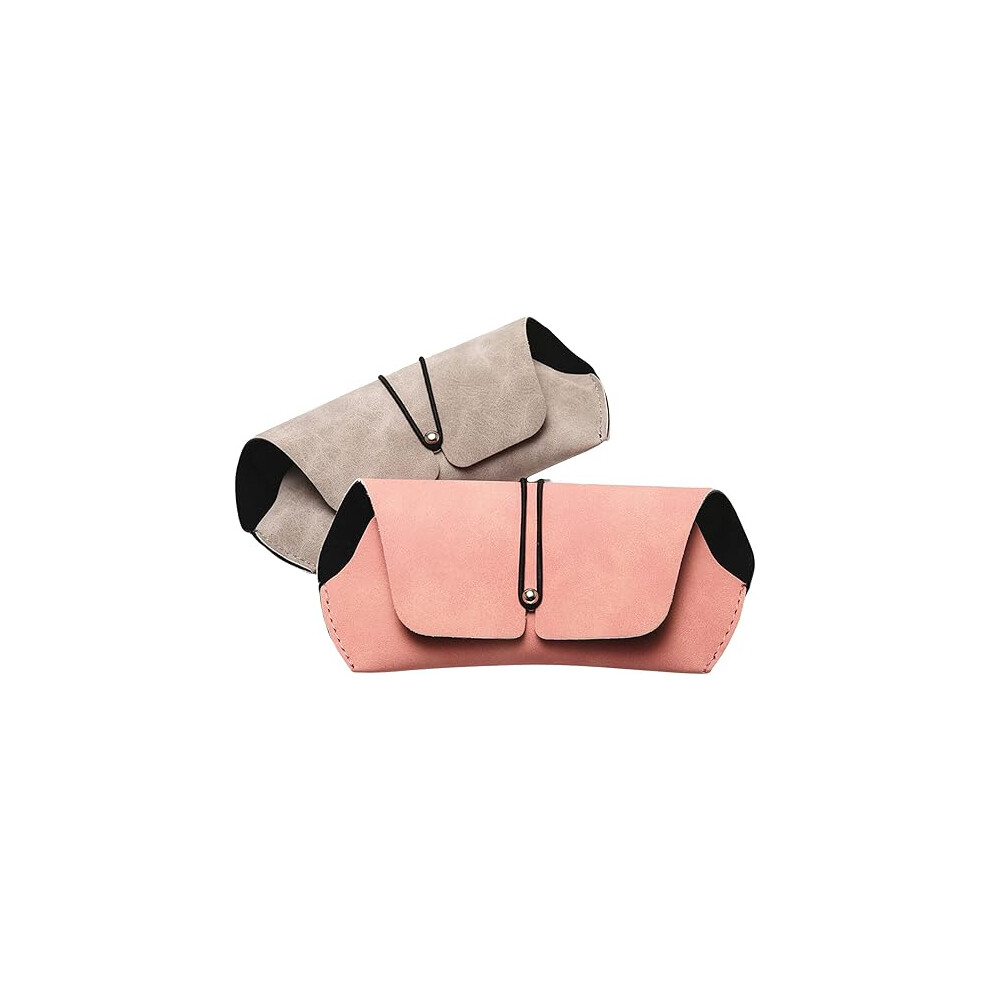 Lifeasy 2Pcs Pu Leather Eyeglass Case Stylish And Portable Sunglasses Case Soft Ortable Travel Glasses Pouch For Women Men