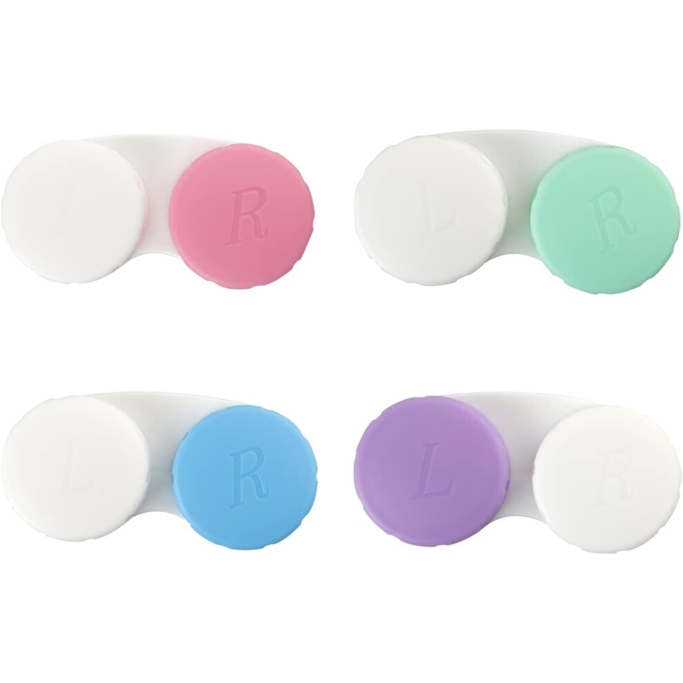 Lifeasy 4 Pack Contact Lens Cases, Left/Right Eyes Contact Lens Holder Box Portable Contact Lens Container For Travel Home 4 Colours