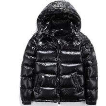 (Black, S) Shiny Down Jacket Men's Winter Jacket Stand Collar Down Jacket With Hood
