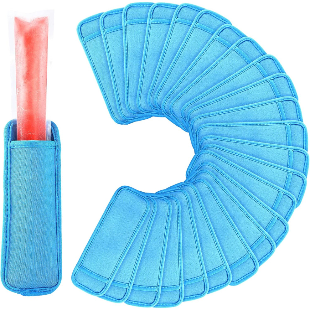 24 Pack Ice Pop Sleeves Reusable Popsicle Bags Antifreezing Ice Pop Holder Sleeves (Blue) Blue Lifeasy