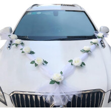 Ribbon Wedding Car, Rose Flower Car Decoration, White Luxury Romantic Rose Wedding Car Decoration Butterfly Wedding Car Decoration Wedding Car Ribbon