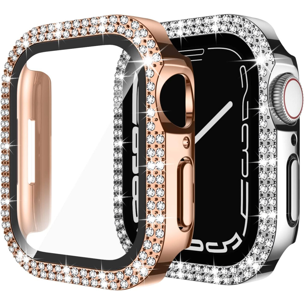 Bling Case Compatible For Apple Watch Series 6 5 4 Se 40Mm With Tempered Glass Screen Protector, Hard Bumper Shockproof Anti-Scratch Full Protective S 9469042676184