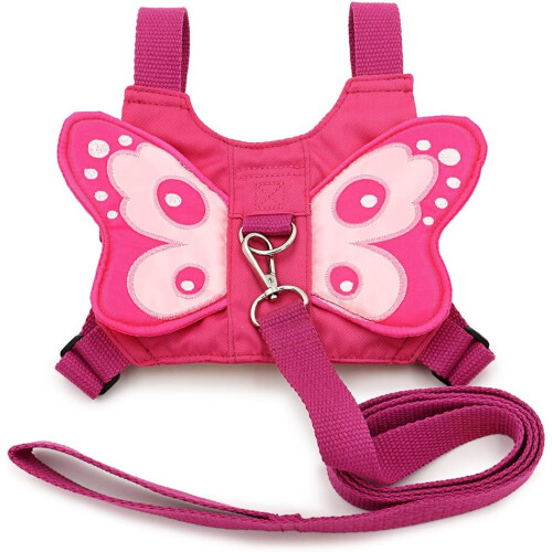 Cintura di sicurezza con ali di farfalla per bambini, con redini, rosa