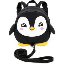 Kleinkinder-Rucksack mit Zügel, Rucksack, Lauflernhilfe, Haltegurt, Pinguin (schwarz)