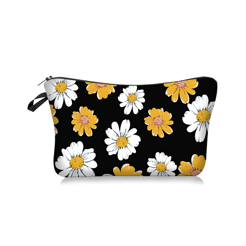 Lifeasy Yellow Mini Makeup Bag Sunflower Portable Toiletries Make Up Cosmetic Beauty Case Small Storage Organizer Zipper Pouch Purse Cute Toiletry Kit