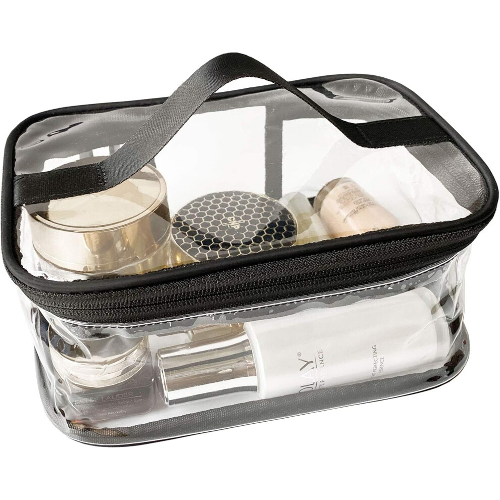 Lifeasy Black Toiletry Bag Makeup Cosmetic Clear Bag Portable Waterproof Transparent Travel Large Storage