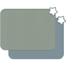 Non Slip Silicone Table Mat Set for Baby and Toddlers | Nordic colours -Thyme/Nordic blue | Portable | Heat Resistant Baby and Toddler Placemat | Mult