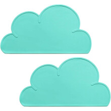 2 PCS Kids Placemats, Non Slip Silicone Cloud Tablemats, Heat Resistant Non-Stick Baby Feeding Plate, Portable Travel Dinner Placemat Kids Tableware f