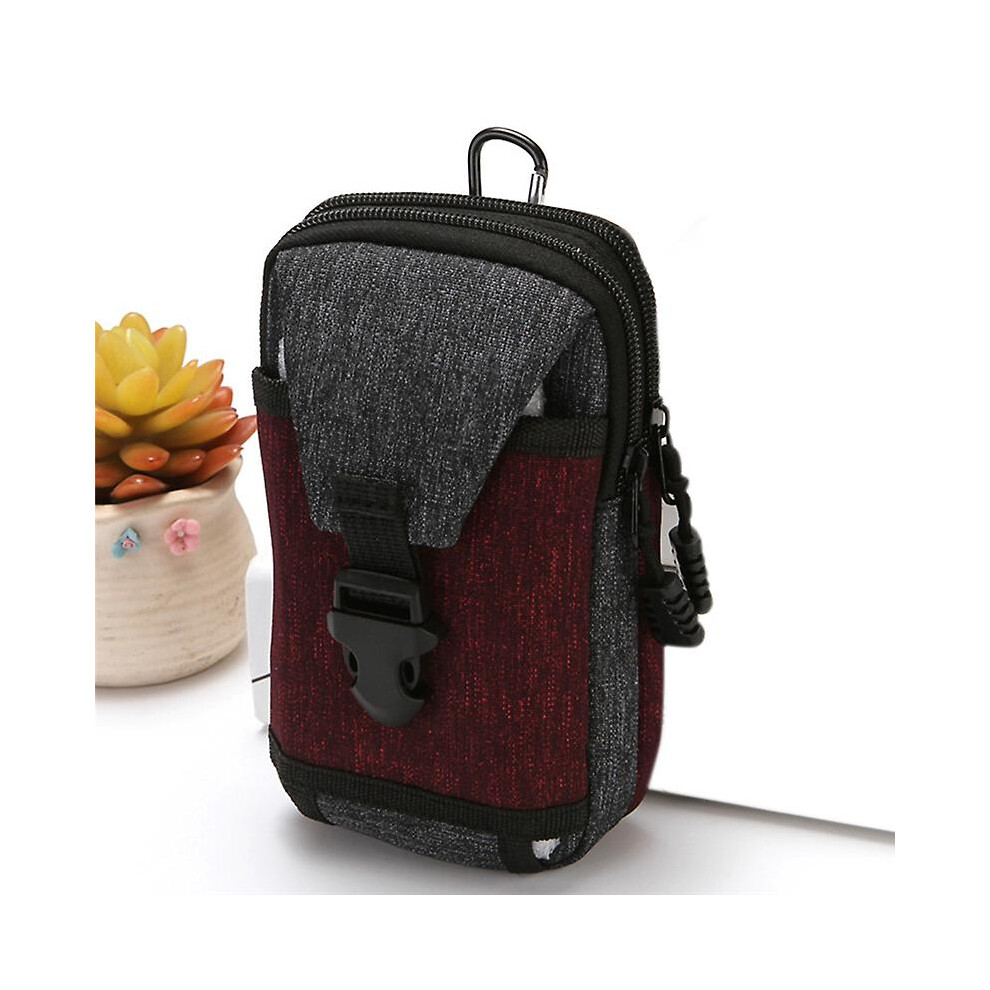 (Red) 1pc Waist Pack Men's Casual Bag Travel Purse Waterproof Belt Zipper Tactical Outdoor Sport Fanny Multifunction Pack Phone Pocket