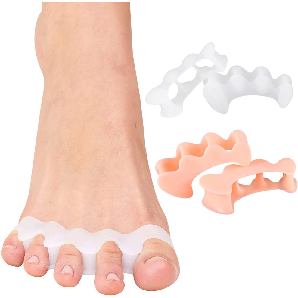 Lifeasy Toe Separator, Toe Correctors, Toe Spacer, Toe Separator, Silicone Gel Toe Spacer [4X], 2 Different Pairs, Claw Toes, Curved Toes, Orthosis