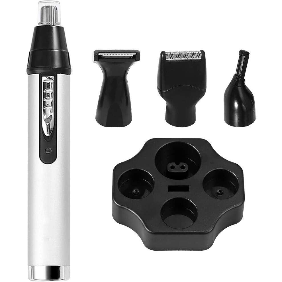 Lifeasy Nose And Ear Trimmer 4 In 1 Professional Ear Hair Trimmer, Usb Rechargeable Nose Hair Trimmer With Base, Nose Hair/Eyebrow/Ear Hair/Beard Trimmer