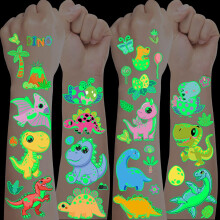 5 Bögen im Dunkeln leuchtende Tattoos für Kinder, Dinosaurier-Motiv, dekoratives Aufkleber-Set für Jungen, hautfreundlich