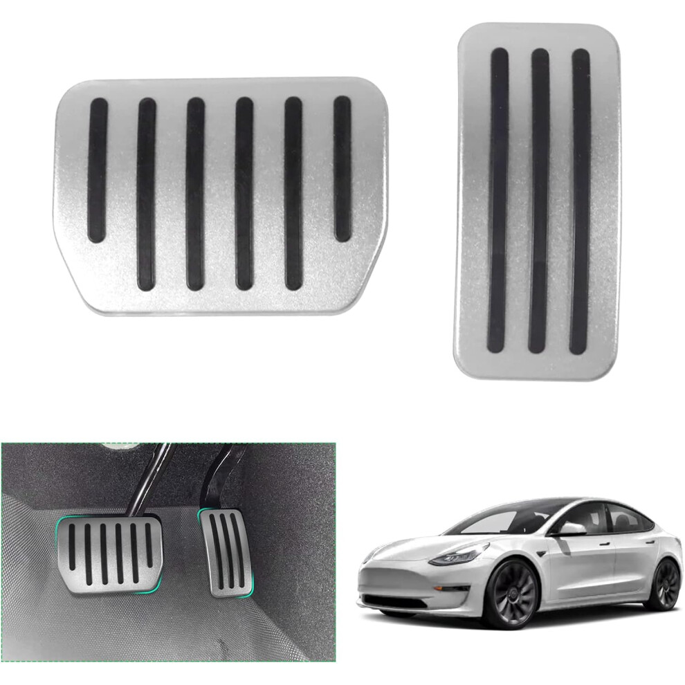 Tesla Model 3 Model Y 2022 2023 Gas And Brake Pedals, Model 3 Model Y 2022 2023 Pedal Caps, Cover Plate, Foot Pegs [Not For 2018-2021] (Silver) Silver 9469042683410