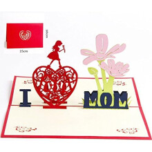 Moederdagkaart, verjaardagskaart voor moeder, 3D pop-up wenskaart voor de verjaardag van moeder, inclusief envelop 10*15cm