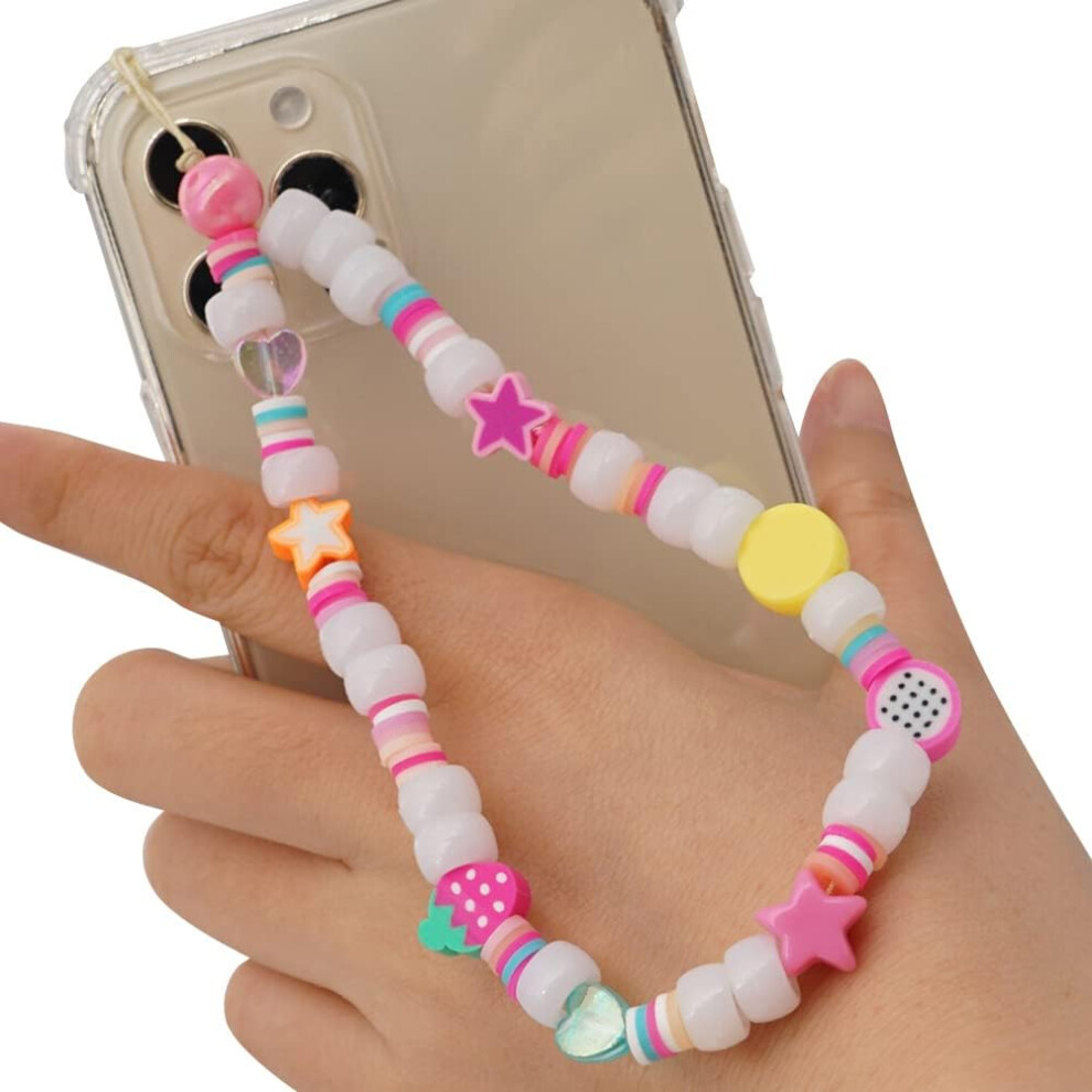 Cell Phone Lanyard Phone Chain Colorful Beaded With Pendant Non-Slip Wristband Acrylic Charm Hanging Cord Anti-Lost Mobile Phone Case Hanging Lanyard 9469042684370