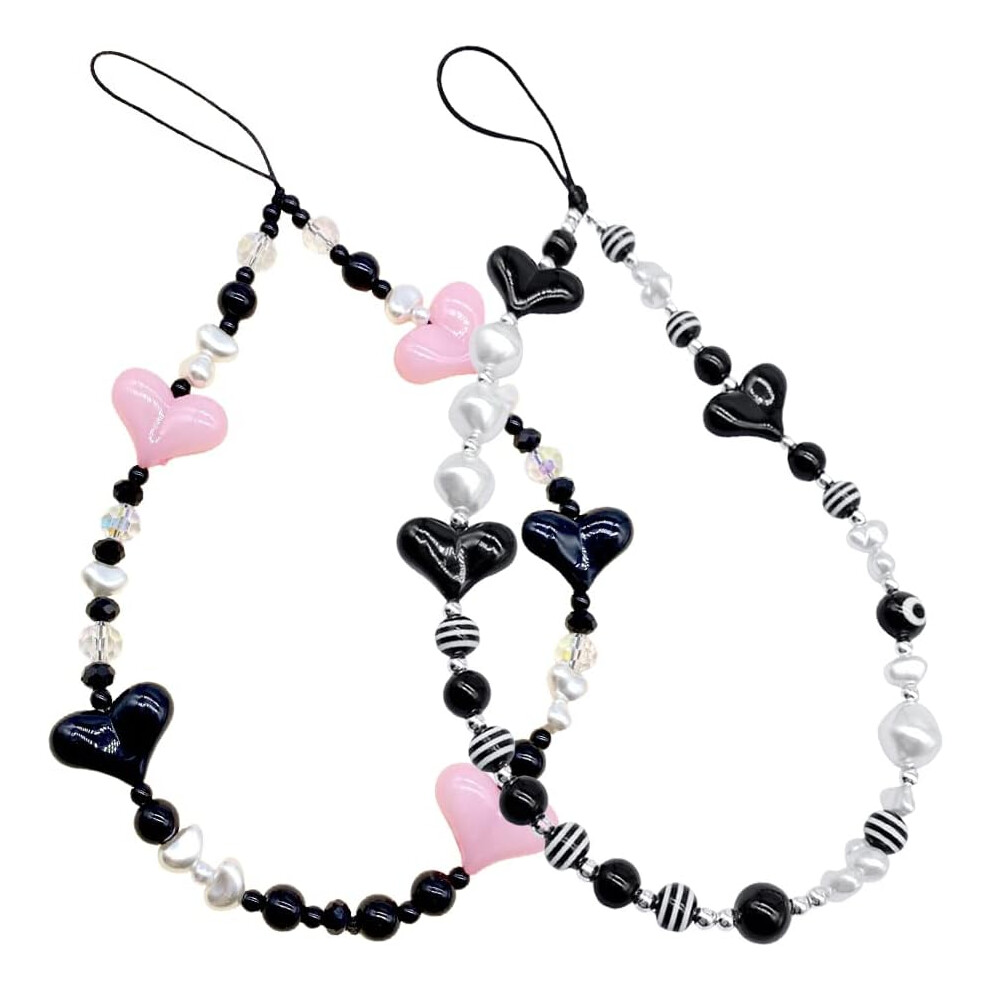 2Pcs Charm Mobile Phone Strap Beaded Wrist Strap Mobile Phone Chain Wristband Anti-Lost Lanyard Phone Lanyard 9469042684417