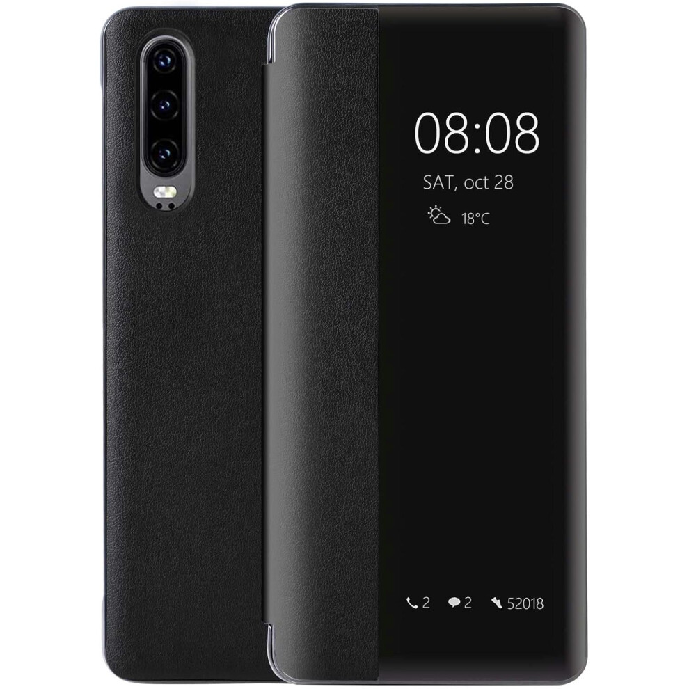 Huawei P30 Case, Smart View Leather Flip Case, [Power Saving Mode][Integral Protection](P30,) Black 9469042685025