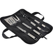 BBQ Grill Tool Set, Stainless Steel Barbecue Grilling Utensils Kit with Carry Bag, Spatula, Tongs and Fork BBQ Tool Accessories for BBQ Cooking Outdoo
