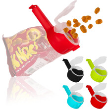 Set van 4 afsluitclips, keukenclips, zakclips, snackdispenser, versheidsclips, zakclips, afsluitclips, clipvergrendeling, zakclips