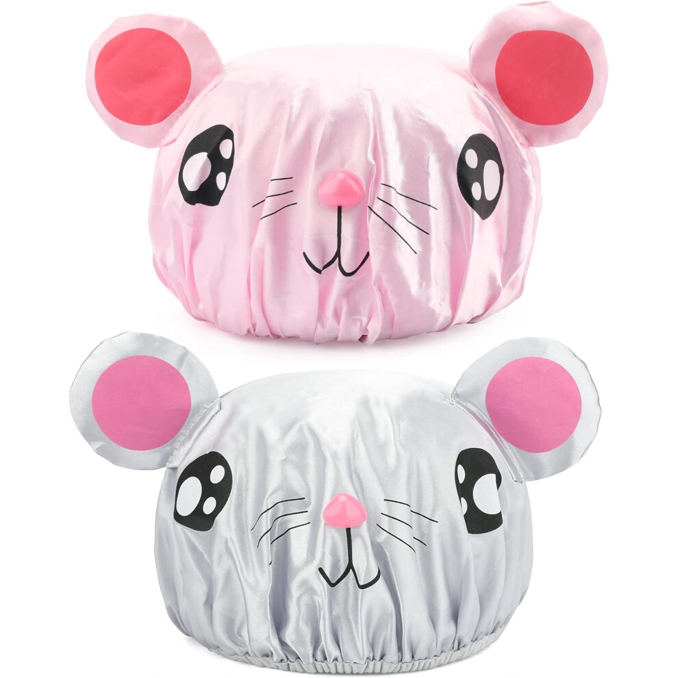 2Pcs Shower Caps,Child Shower Cap Shower Cap Waterproof Shower Cap Reusable Bathing Caps Suitable For Boys And Girls Shower Salons Pink Lifeasy