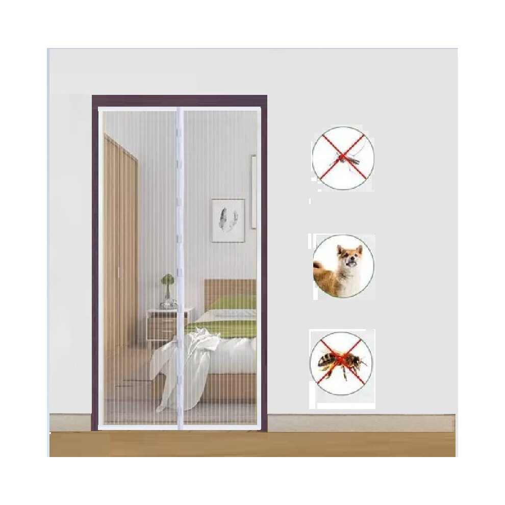 Magnetic Mosquito Net Door 90X210cm Fly Curtain Adhesive Strip Self-Closing Ultra Fine Mesh Easy Tool-Free Installation For Children And Pets, White 9469042686374