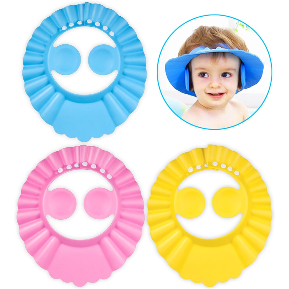 Baby Shower Hat, 3 Pcs Adjustable Visor Swimming Caps For Kids Shampoo Eye And Face Protection Lifeasy
