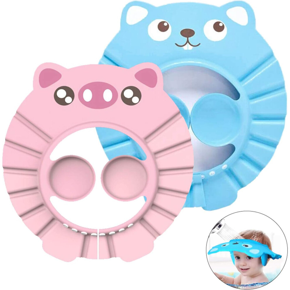 Baby Shower Cap ( Blue), Baby Shower Hat, Adjustable Visor Bathing Caps, Baby Silicone Shower Cap, Kids Shower Protective Hat Pink/Blue Lifeasy
