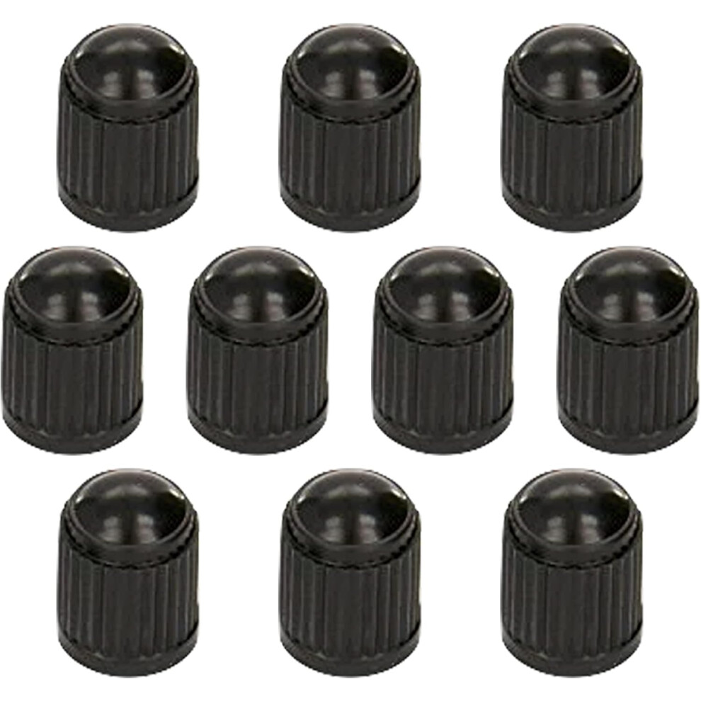 Pack Of 10 Plastic Tire Valve Caps For Schrader Valves Commonly Used On Car Tires, Bikes, Motorcycles, Prams And Wheelbarrows Black 9469042686947