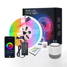 Bande LED 5M, bande LED RVB musicale multicolore TASMOR avec télécommande, bande LED