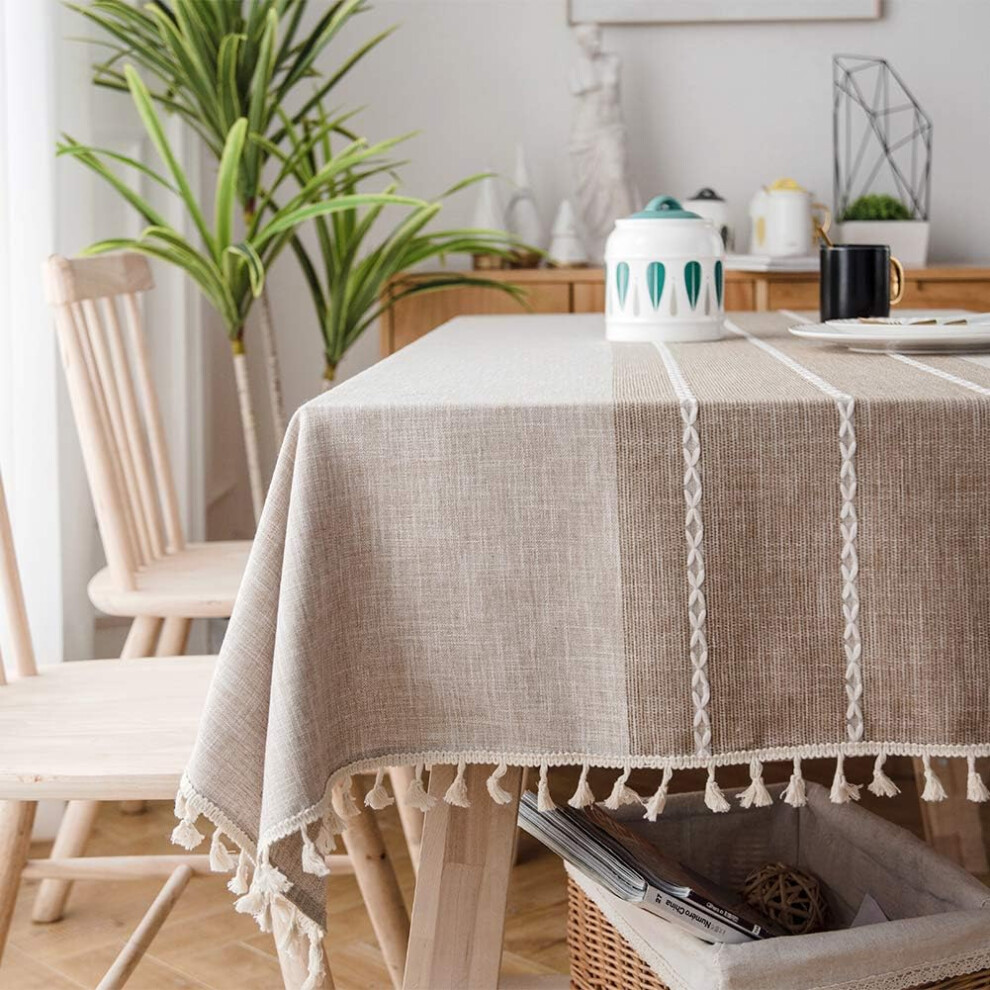 Nappe Beige Lin Rectangulaire Décoration Vintage Nappe Coton Nappe Rectangle 140x180 cm pour Table de Cuisine