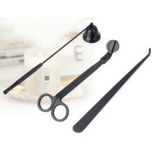 Juego de accesorios 3 en 1 para cortar y apagar velas, con cortador y apagavelas, para amantes de las velas (negro)