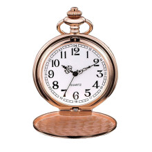 Orologio da tasca al quarzo da uomo con quadrante bianco e catena