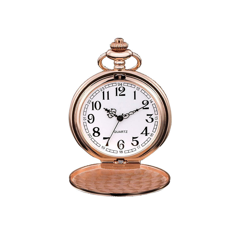 Montre de poche à quartz pour homme avec cadran blanc et chaîne