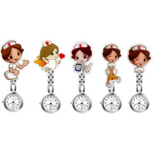5 pezzi Orologio da infermiera in silicone con cartoni animati, orologio al quarzo per bambini, spilla per donne e ragazze, con alcol.