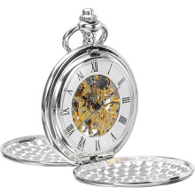 Orologio da tasca da uomo con catena - Orologio da tasca vintage a carica manuale con movimento meccanico - Accessorio per costume steampunk ferroviar