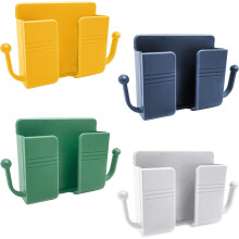 4 stuks telefoonwandhouder, zelfklevende wandhouder naast organizer, houder voor opbergdoos voor afstandsbediening, aansluiting voor mobiele telefoon,